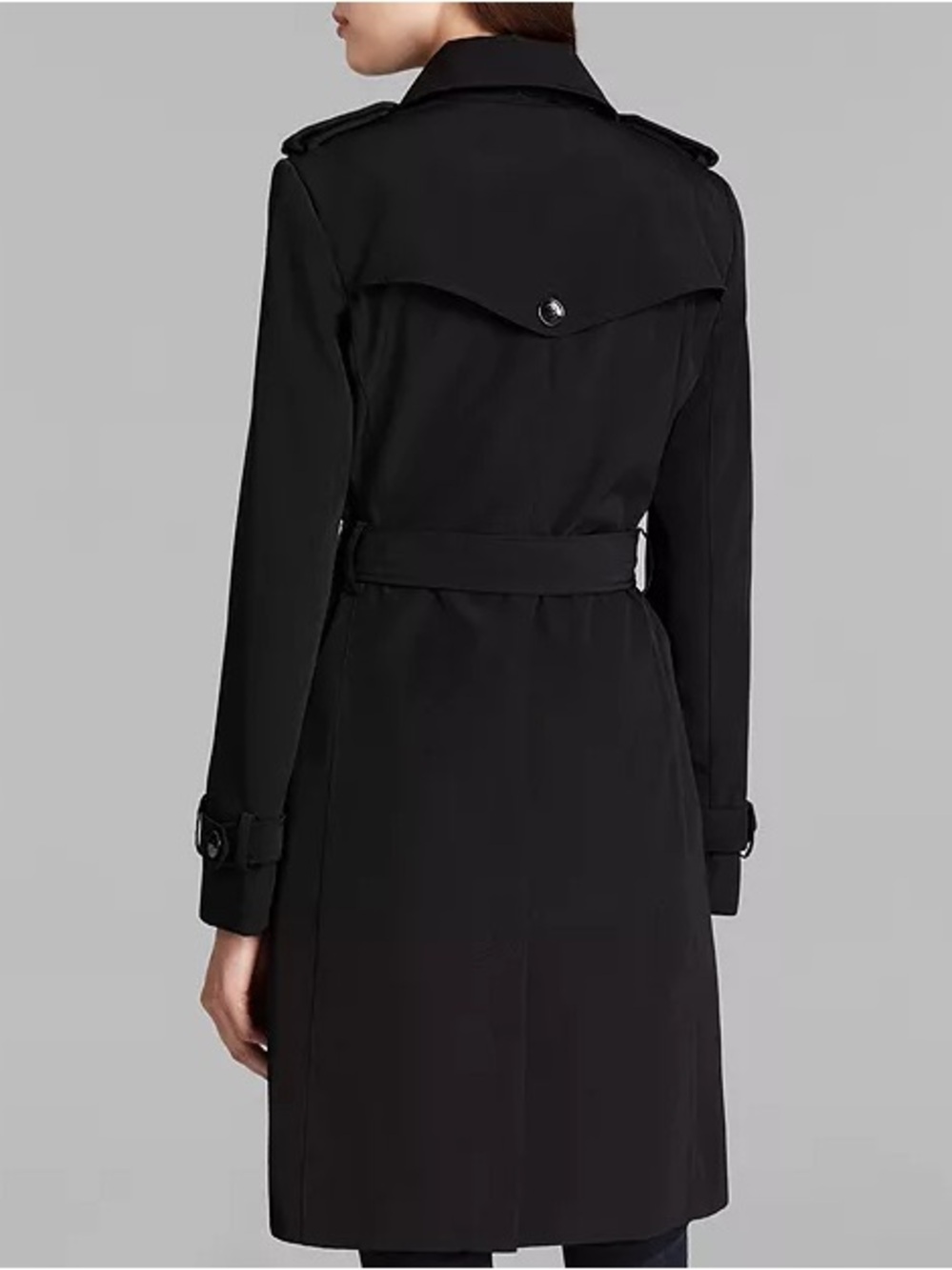 Women’s M Calvin Klein Black Trench Coat - Double Breasted Belted - Picture 2 of 14